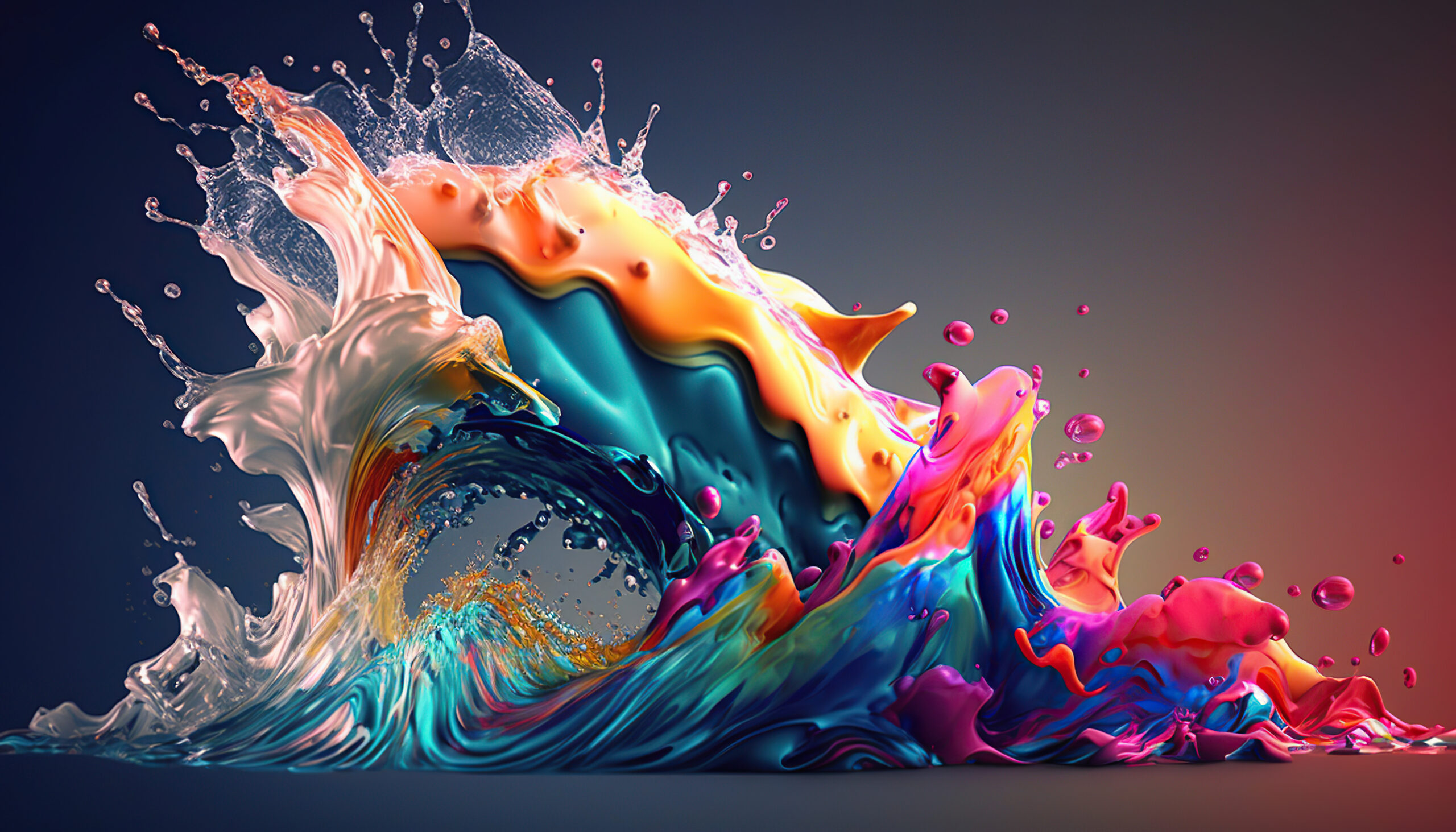 Abstract colorful splash 3d background, generative ai background