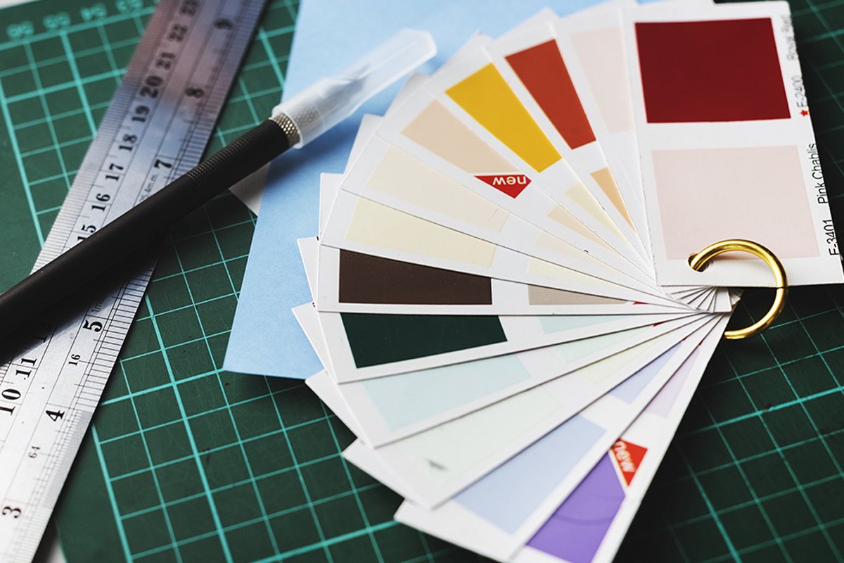 Closeup of color palettes